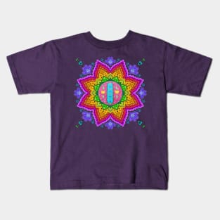 Rainbow Om Mani Padme Hum Mandala Kids T-Shirt